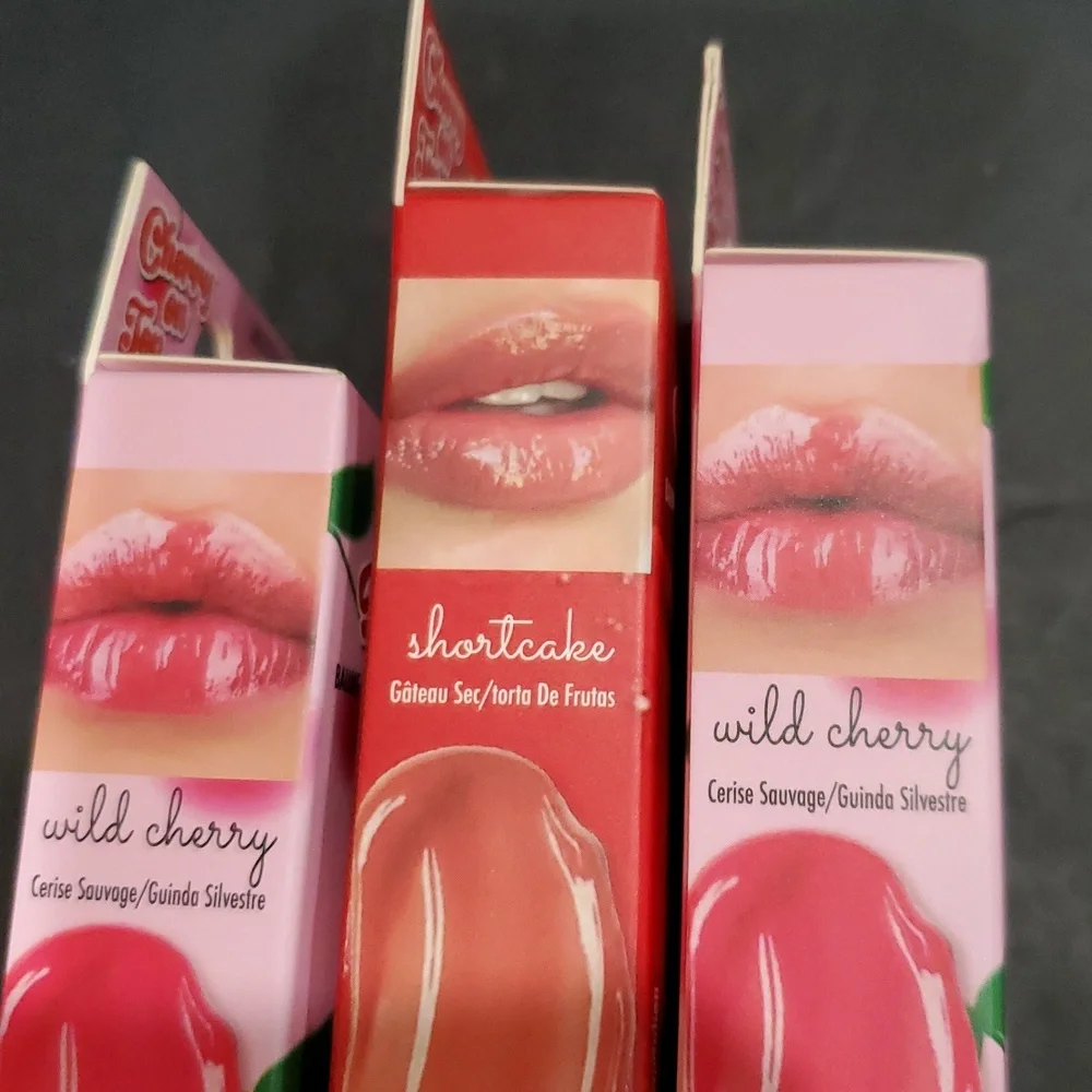 3pack‎ cherry on top cherry extract wild cherry and shortcake melting lip balms